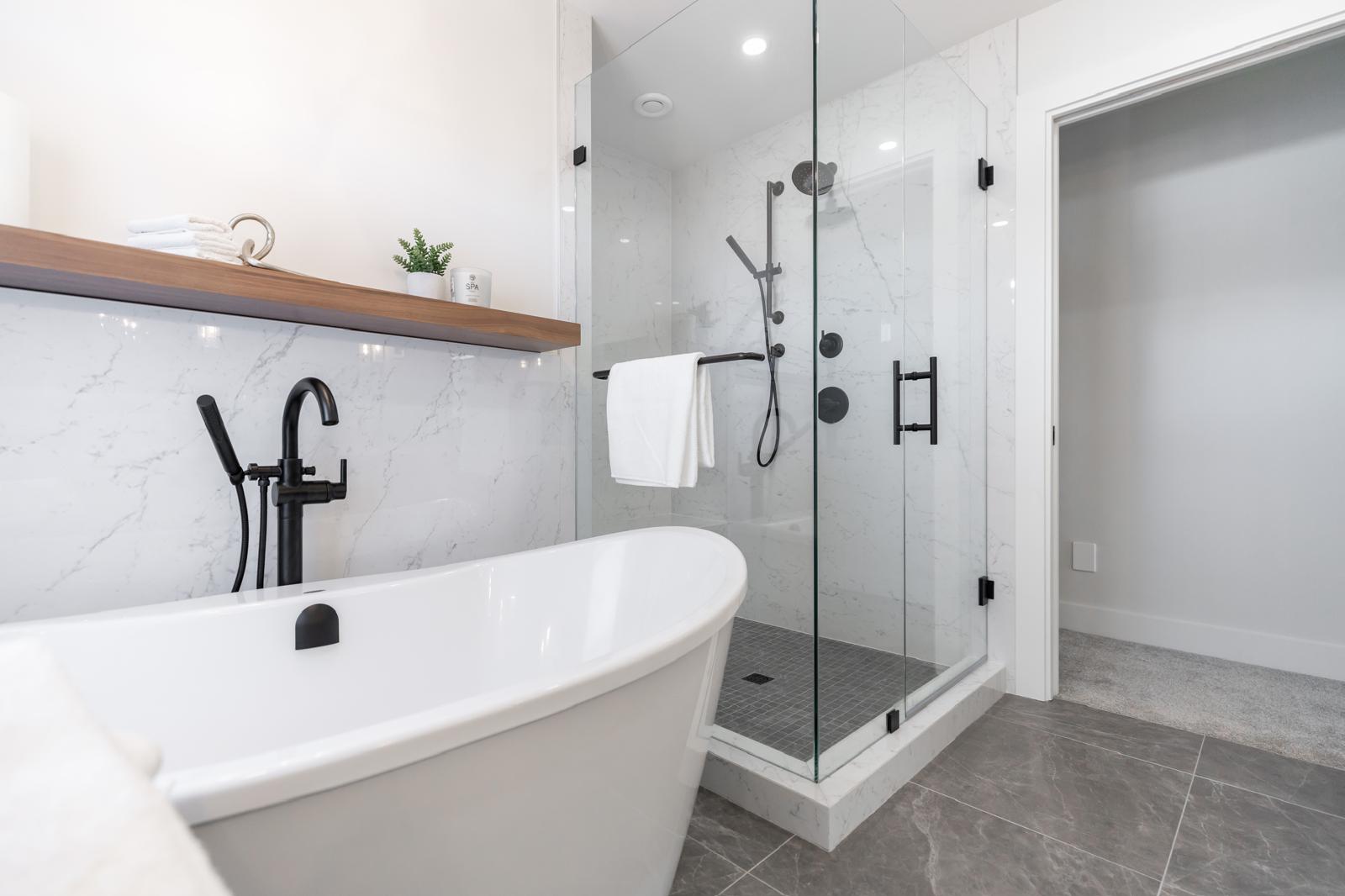 Bathroom flooring installation with waterproof tile in Vancouver